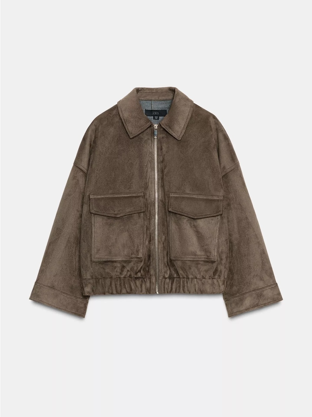 ZARA Olive Faux Suede Bomber Jacket